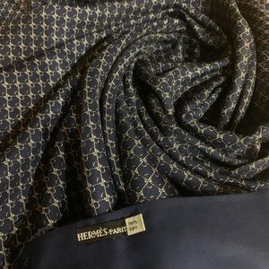 Hermes Chaine de Ancre Silk Navy Scarf